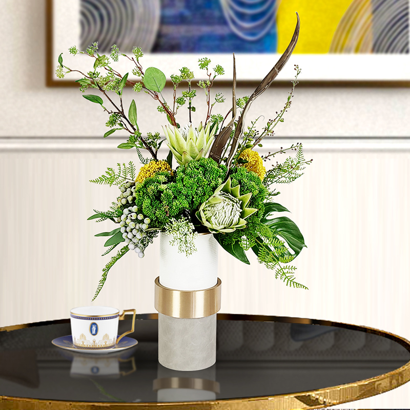 Living Room Upscale Emulation Flower Pendulum Flower Bouquet Nordic Light Lavish Style Board Room Feel Decorated With Flower Table Vases Fake Flowers