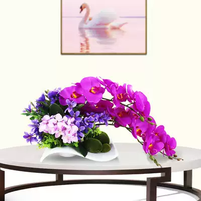Simulation flower Simple Chinese floral decoration Flower decoration Living room coffee table fake flower dining table Phalaenopsis flower arrangement ornaments