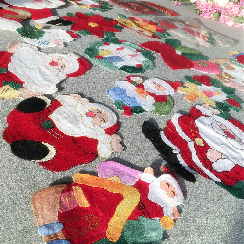 Foreign trade Export pure cotton handmade embroidered disc padded with embroidered cup cushion cloth art Christmas decorations Gift Christmas old man