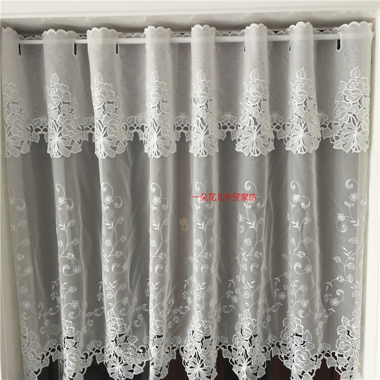 Foreign trade embroidery half curtain head Embroidered coffee curtain Overall cabinet small gauze curtain short door curtain Bedroom kitchen partition curtain