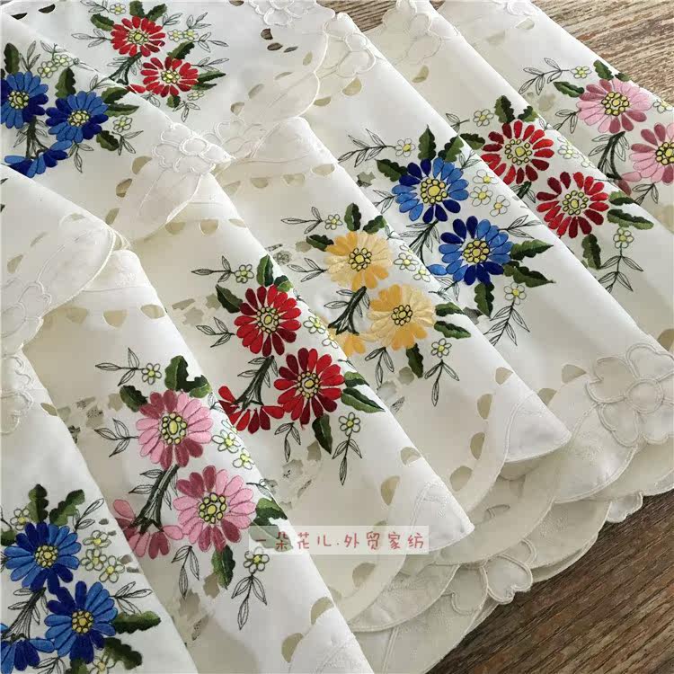 Foreign trade old goods embroidery padding small tablecloth embroidery cover cloth bar sofa armrest towel shooting food multi-size