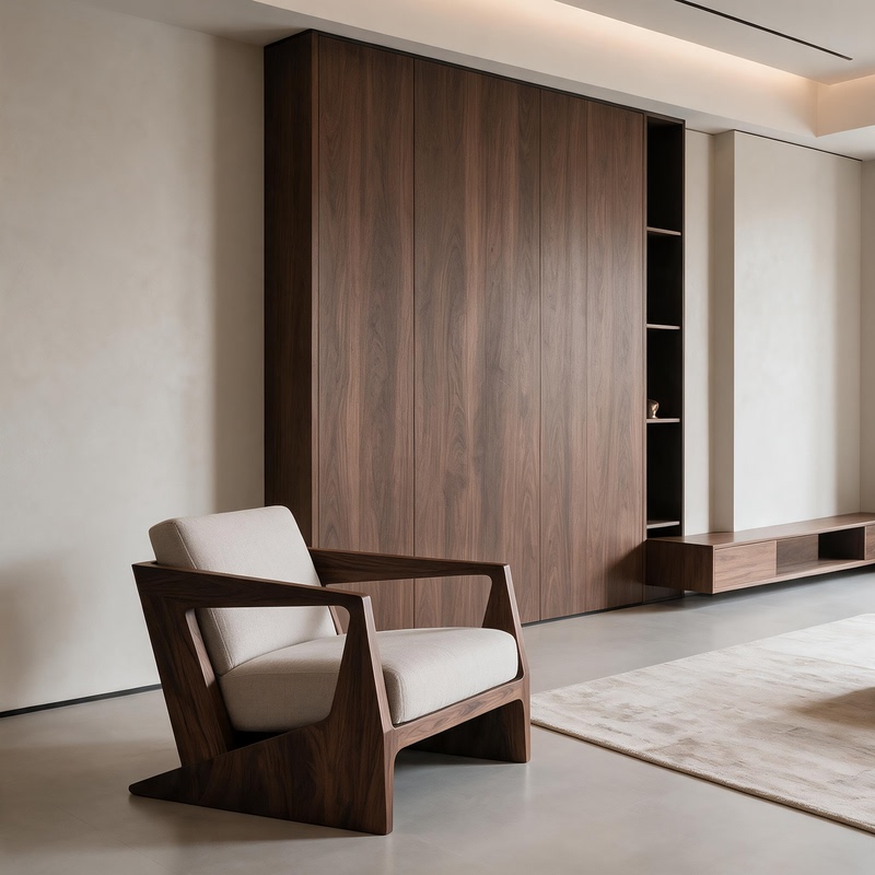 North American Black Walnut Leather Leisure Sofa Chair Modern Light Luxury Solid Wood Tea Chair with Backrest Designer Model North American Black Walnut Leather Leisure Sofa Chair Modern Light Luxury Solid Wood Tea Chair with Backrest Designer Model