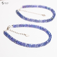 Lingshizhi Natural Crystal Tanzanite Necklace Purple Blue Gemstone Faceted Necklace Clavicle Chain Girls Love Buckle