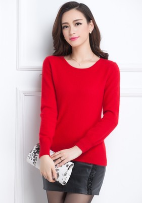 18 mùa thu và mùa đông đáy mới cashmere rắn màu Vòng phụ nữ áo len áo len của cổ áo ngắn mang bên mình nhung lỏng đan