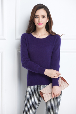 18 mùa thu và mùa đông đáy mới cashmere rắn màu Vòng phụ nữ áo len áo len của cổ áo ngắn mang bên mình nhung lỏng đan