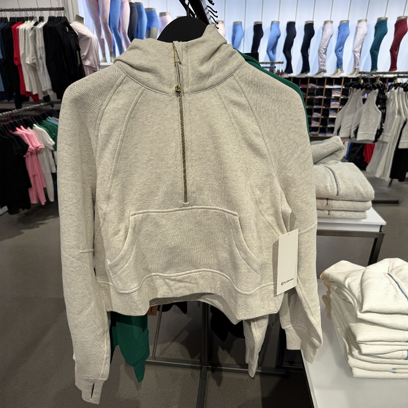Canadian Direct Mail Lululemon Scuba-Half Zip Fleece Sweatshirt with Hood, Stand-Up Collar, Loose Fit, Half-Zip