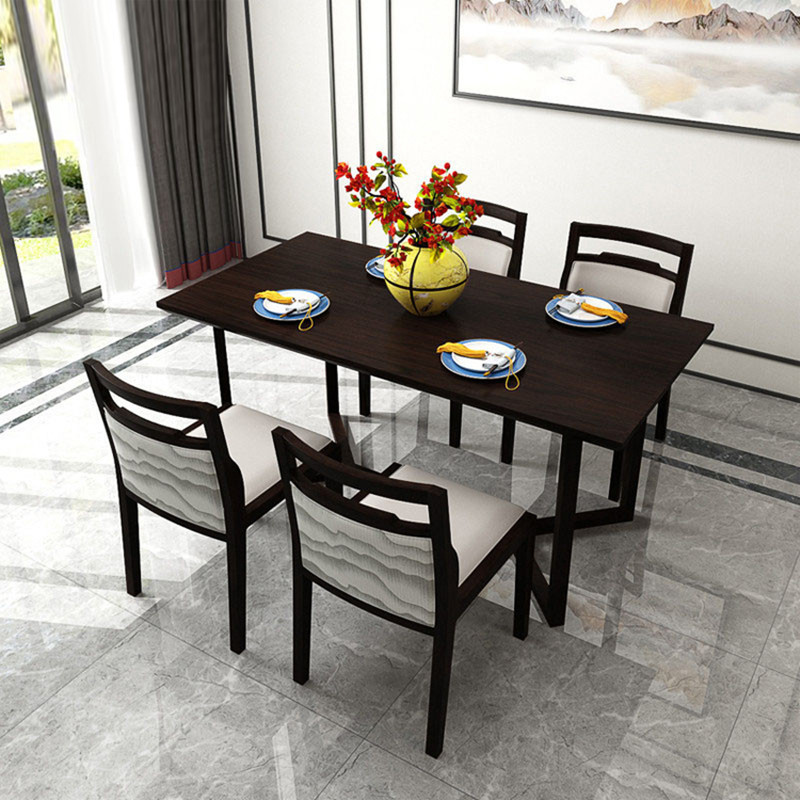 New Chinese solid wooden table and chair combination modern simple light luxury restaurant hotel room square table dining table and chair