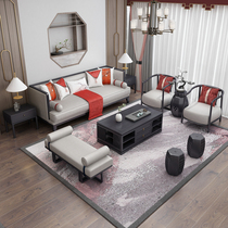 New Chinese Sofa Composition Solid Wood Fabric Vintage Meditation National Tide Style Board House Villa Sales Office Hall Furnishings