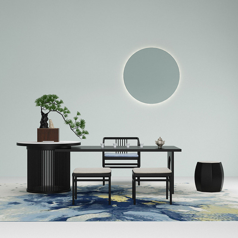 Tea table and chairs Combined tea room Furniture Zen Serie New Chinese tea room Design solid wood Kung Fu Bubble Tea Art Terrace minimalist furniture-Taobao
