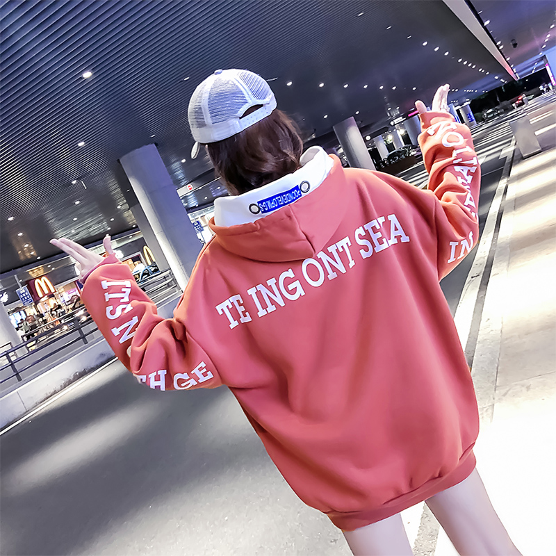 Maternity wear 2020 winter new Korean version loose large size plus velvet anti-pilling does not fade mid-length sweater women