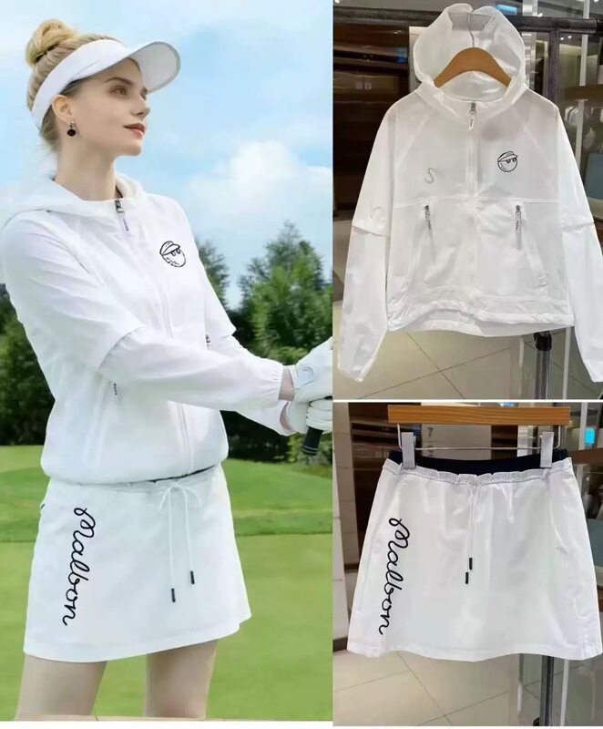 26 New Korean Golf Clothing Women's Golf Uniform Hooded Zipper Sun Protection Clothing Sports Slim Long-Sleeved Jacket 26 New Korean Golf Clothing Women's Golf Uniform Hooded Zipper Sun Protection Clothing Sports Slim Long-Sleeved Jacket