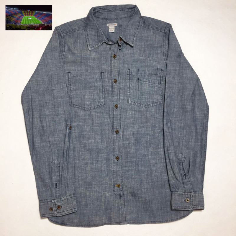 Carhartt Main Line Solid Shirt Pure Cotton Square Collar Washed Blue Vintage Shirt Military Workwear Denim Trend