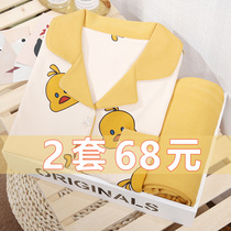 Yuezi clothing spring and autumn cotton postpartum pregnant womens pajamas summer breathable thin net red lactation 5 Months 6 feeding and discharged