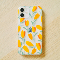 Orange Star Gao transparent Tulip Apple 13promax flower phone shell Net red ins Wind fresh iPhone