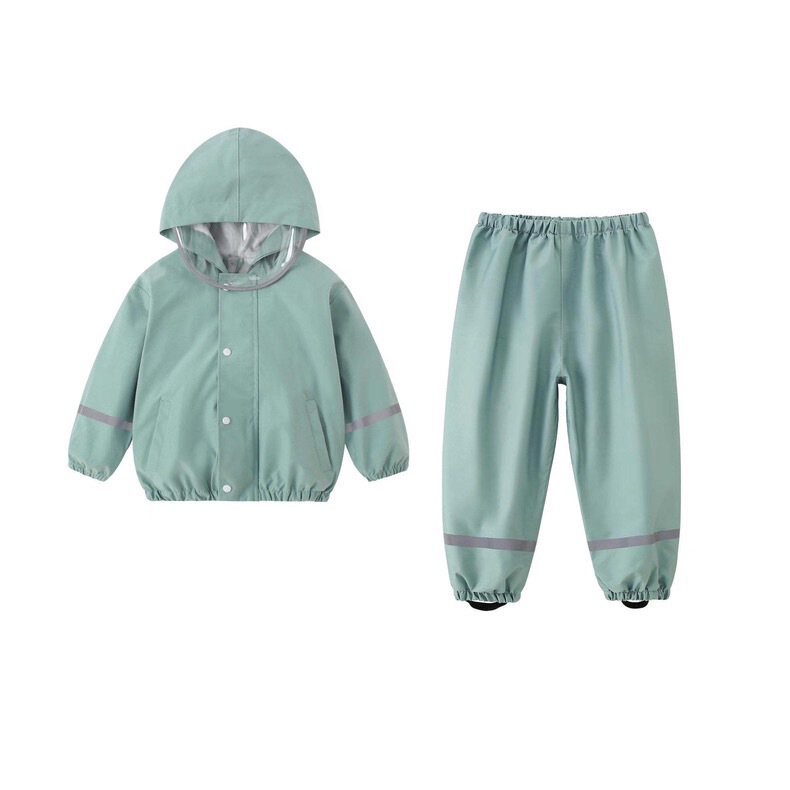 2026 New Children's Raincoat Set with Hood, Waterproof Reflective Strips, Rain Poncho and Pants Two-Piece Set for Outdoor Cycling and Rain Protection