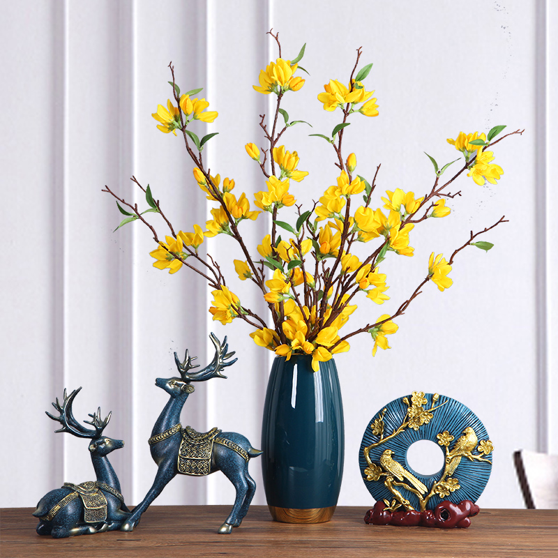 Eurostyle light lavish emulation floral suit swinging piece table Xuanguan Home Decorative Items TV Cabinet Dried Flower ceramic vase