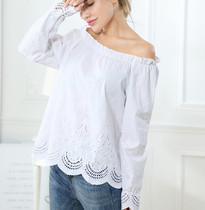 Womens spring and autumn cotton coat long sleeve computer embroidery shoulder T-shirt pullover clothing manufacturers wholesale