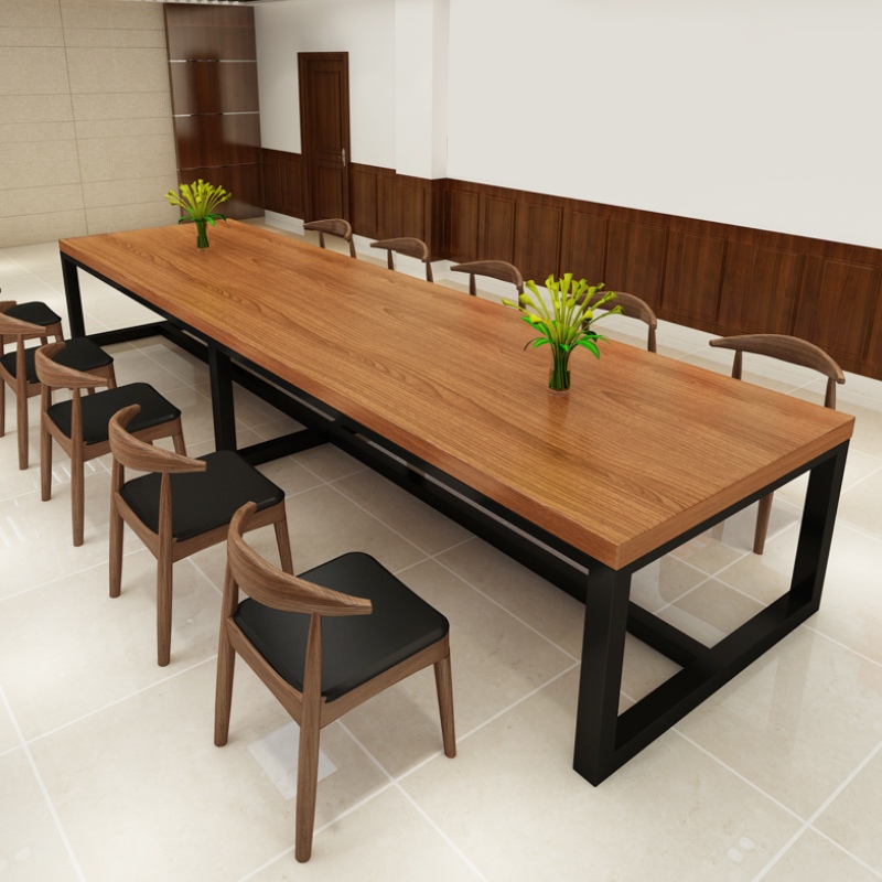 loft large solid wood conference table long table simple modern large table workbench industrial wind desk iron table