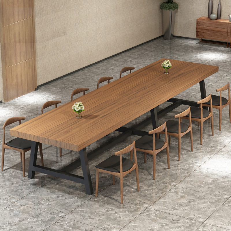 American Solid Wood Conference Table Long Table Simple Modern Computer Table Worktable Rectangular Desk Training Negotiation Table