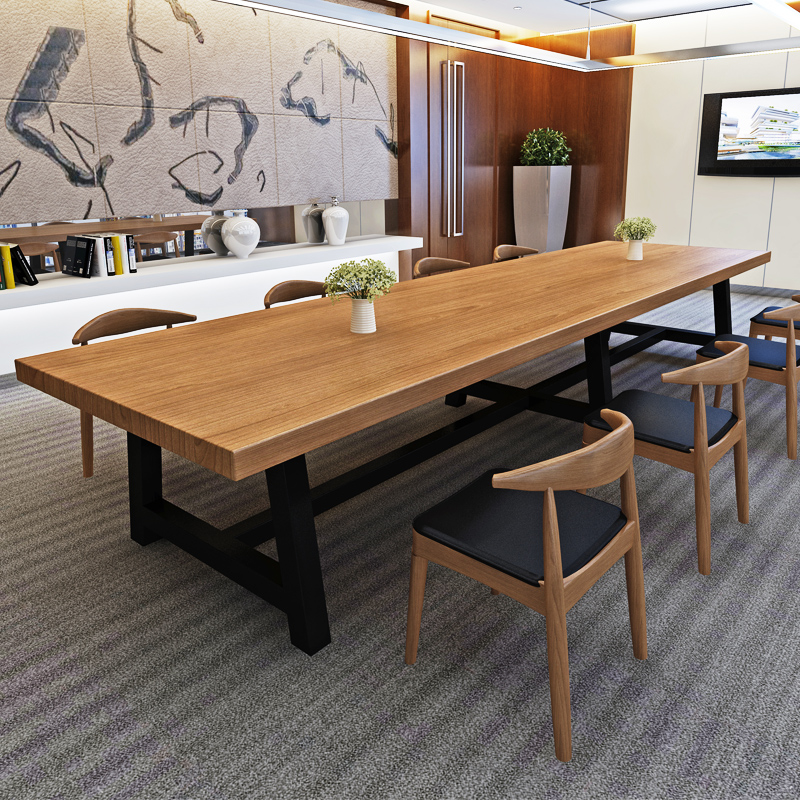 Large solid wood conference table, simple modern long table training, negotiation table and chair combination, bench table, work desk