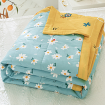 Summer cool by single cotton whole cotton machine washing double summer by air conditioned by four pieces of thin spring and autumn quilt