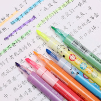 Highlighter pen double head 6 color fragrance fluorescent marker students use candy color marker pen color key set