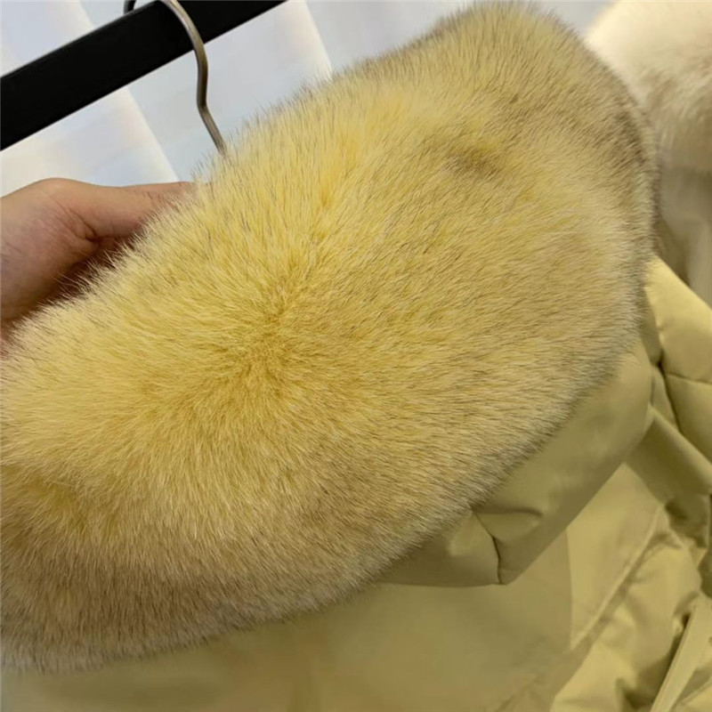 Deficit with Anti-Season Clear Cabin Closed Eye-ins Oversized Fox Fur Collar White Duck Down Down Clothing Woman's Long Edition 2020 New