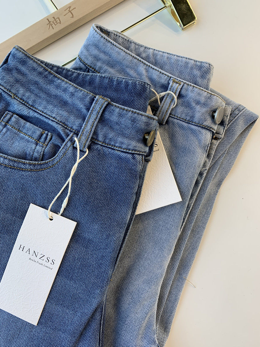 Pass out supermodel legs with fascia eco-friendly enzyme washed up with high display slim loose classic two-color jeans female thin