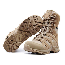 Lace-up military fans tactical boots mens outdoor leather hiking shoes womens special forces training boots High-tube desert boots