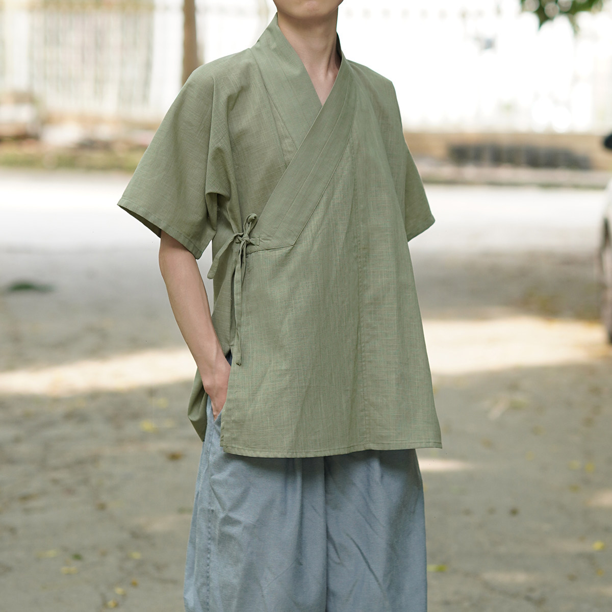 青山渐改良明制汉服半臂交领短衫纯棉横卧领短袖夏季男女款:古风新韵,穿出你的夏日清凉感!🌸-汉服-淘宝好物网