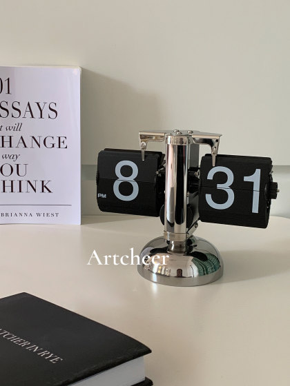 创意复古欧式机械自动翻页时钟客厅电视柜酒柜装饰品摆件家居闹钟