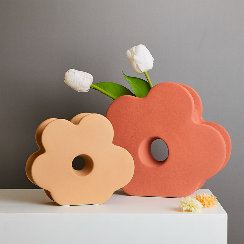 Creative Light Extravaganza Morandi Ceramic Vases Living-room Tulip Flower Arrangement Upscale Pendulum Pieces Jo Relocating New Residence Opening Gifts-Taobao