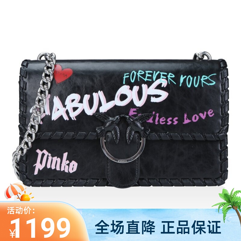 [Special Discount] Pinko Swallow Bag Women's Leather Chain Crossbody Bag 1P21Dd Y5F9