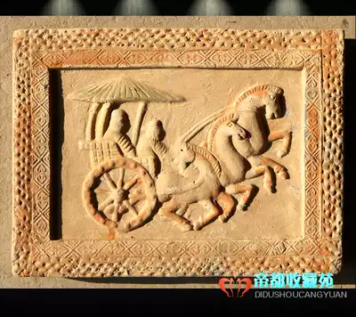Antique brick carving Han Dynasty horse-drawn car mural Retro architectural decoration with brick shadow wall wall decoration cultural relics replication