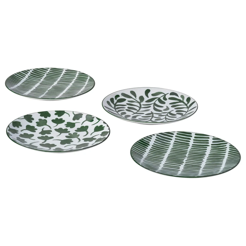 Ikea Enthusium Dinner Plate 2026 High-Value Patterned Fresh Ceramic Bowl and Plate Tableware Set 4 Pieces