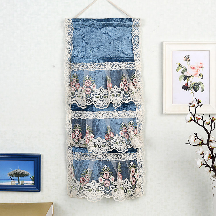 Gold drill velvet high-grade door rear hanging bag Storage storage bag Wall hanging bag Wardrobe storage finishing bag Multi-layer fashion