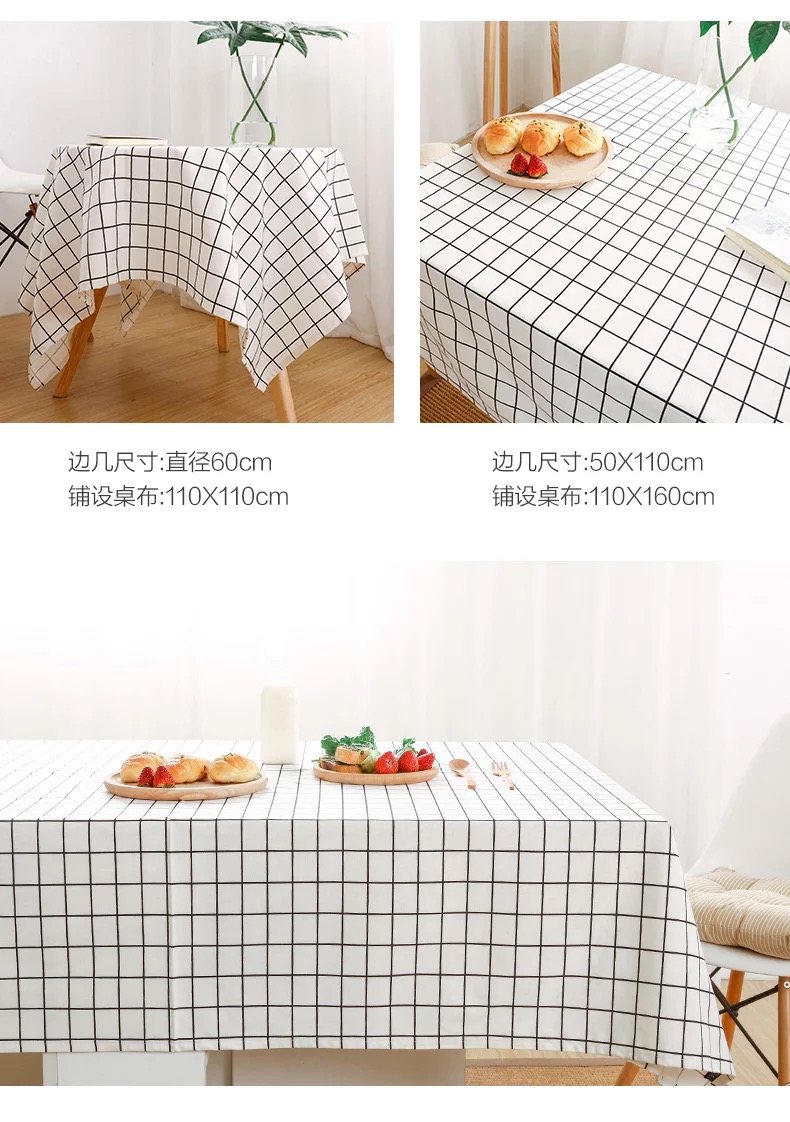 Vải cotton và vải lanh màu đen và trắng tartan bàn cà phê vải bàn rất đơn giản gió Bắc Âu ảnh nền bàn vải ký túc xá khăn bàn tròn