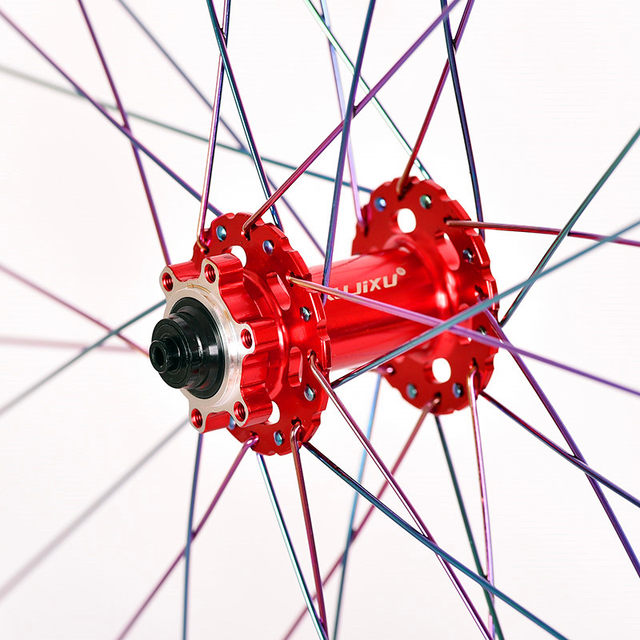 Rujixu Colorful Strip Mountain Bike Wheelset 29/27.5/26 Inch 120-Click Hub Thru-Axle Quick Release Boost