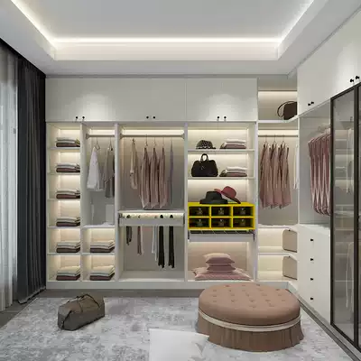 Baby Rabbit flagship store overall wardrobe Marseille big Louver custom gold wardrobe cloakroom sliding door custom-made