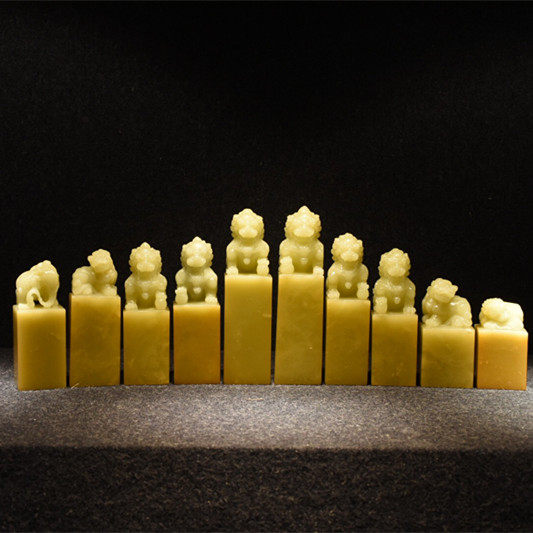 Qingtian stone Fengmen cauliflower yellow set set of 10 squares, rich yellow, water soaked yellow, simmering ice pattern, Fengmen green