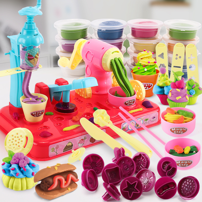 Child Flour Rubber Clay Molds Soft Pottery Clay Tool Kit Color Clay Noodle Bar Machine Toy Girls Handmade Clay