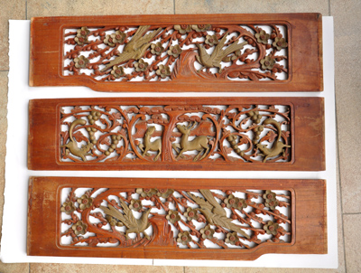 Collection of works of art Three sets of fortune and magpie old sculptures