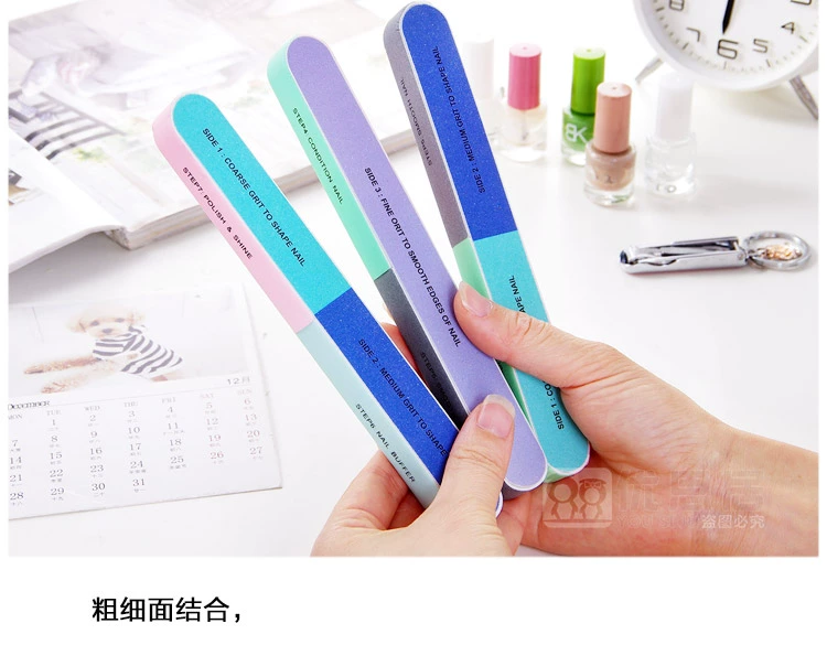 Sáng tạo in ấn nail tập tin đánh bóng chà nhám bảy mặt đánh bóng, móng tay công cụ nail file sửa chữa móng tay