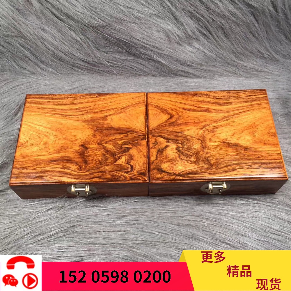 Boutique Hainan Yellow Flowers Pear Wood Oil Pear Old Stock Box Sea Yellow Gold Bottom Tiger Leather Landscape Tattoo Hundreds Treasure Chest Treasure Chest Accessories Box