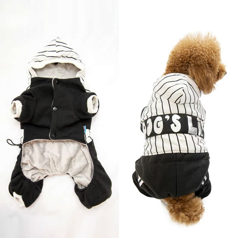 狗狗衣服四脚秋冬款包肚子泰迪比熊加厚狗潮衣小型犬保暖加绒棉衣