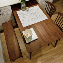 Black Walnuts Wooden Dining Table Home Full Solid Wood Chair Windsor Dining Chair Brief Modern Original Wood Color Rectangular Dining Table