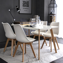 Table and chair Nordic style white table rectangular YJ chair transparent dining chair backhome small family restaurant