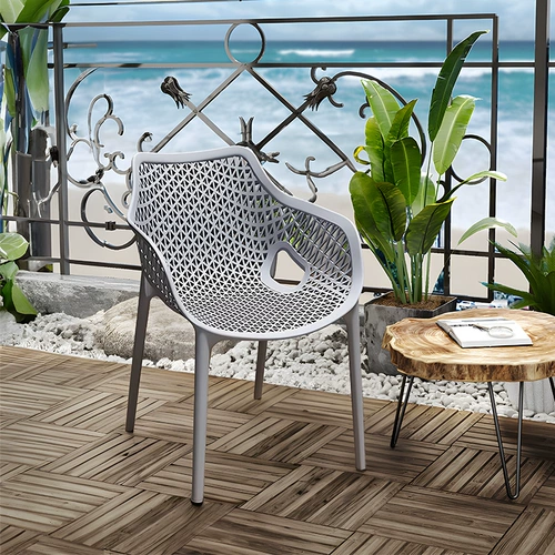 Скандинавский пластиковый стул со спинкой, простой обеденный стул, бытовой стул, уличный балконный стул, полый кофейный стул, утолщенное кресло