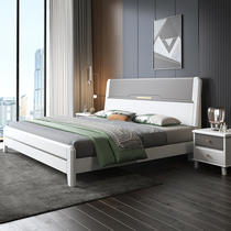  Solid wood bed Modern simple light luxury economical master bedroom fashion double 1 8 meters 1 5 white oak storage bed