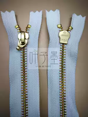 (Full 29)YKK5 gold and copper closed zipper white canvas belt hook head 19 5CM